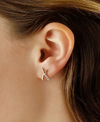 Small "X" Stud Earrings Set 14k Two-Tone Gold (Also available Yellow Gold)