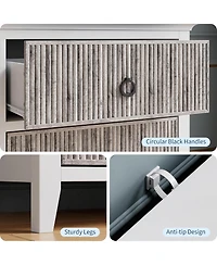 gaomon 6 Drawer Fluted Dresser for Bedroom, Modern Wave Panel Chest with Round Handles, Wood Storage Organizer, 47.2" Wide