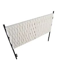 flynama Cream Sherpa Queen Headboard with Button Tufting Adjustable Height