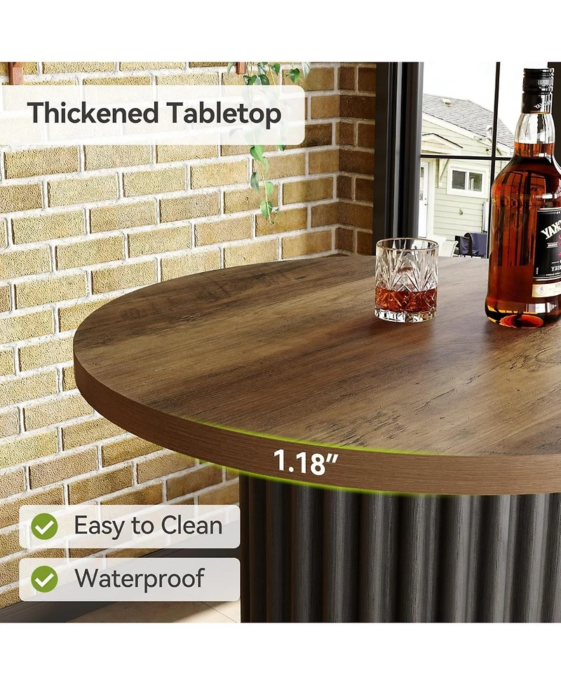 Tribesigns 39.4" H Round Bar Table with Metal Footrest, Wooden Bistro Pub Table, Small High Top Pub Cocktail Tables