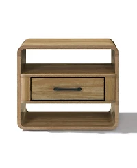 LuxenHome Small Night Stand with Drawer, 15.7" H Light Oak Bedside Table for Bedroom, Living Room