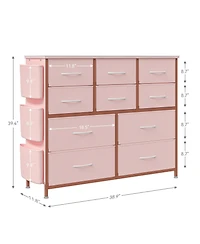 gaomon 10-Drawer Fabric Dresser, Tall Chest with Fabric Bins, Side Pockets & Sturdy Steel Frame for Bedroom, Closet, or Living Room