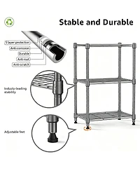 Yigii 3-Tier Steel Shelving Unit, Versatile for Home & Office, Adjustable, Easy Assembly