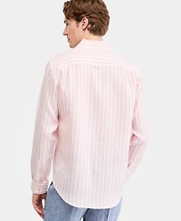 Club Room Men's Long-Sleeve Lino Stripe Linen Shirt, Macy's Exclusive - Yd