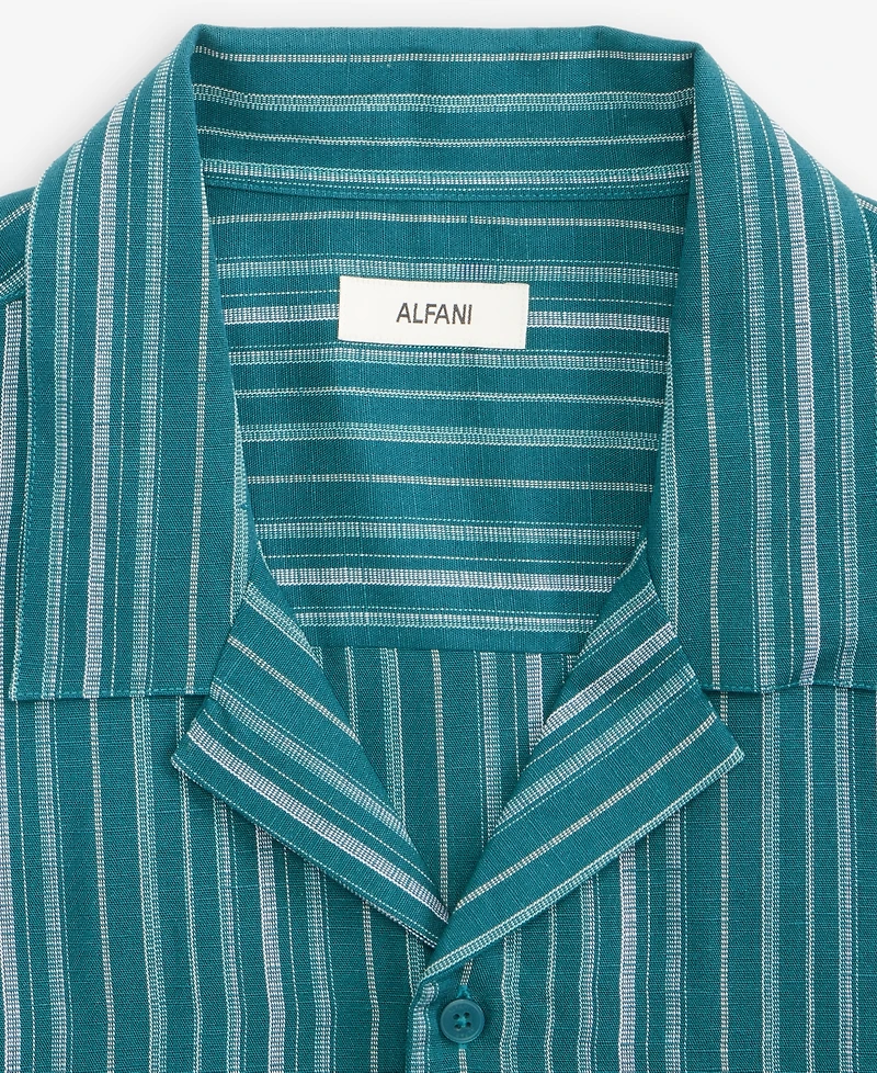 Alfani Men's Short-Sleeve Linen-Blend Stripe Shirt, Macy's Exclusive - Barry Yd