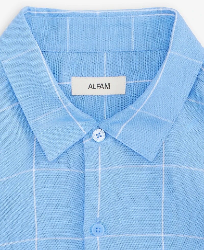 Alfani Men's Long-Sleeve Collared Button-Up Shirt, Macy's Exclusive - Fine Line Plaid Yd