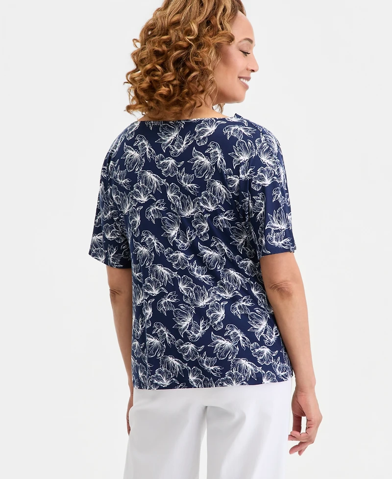 Jm Collection Women's Printed Cowl-Neck Knit Top