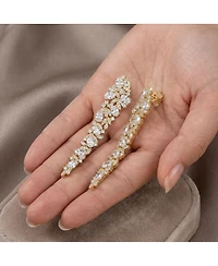 14k Gold Plated Cubic Zirconia Linear Formal Dangle Earrings