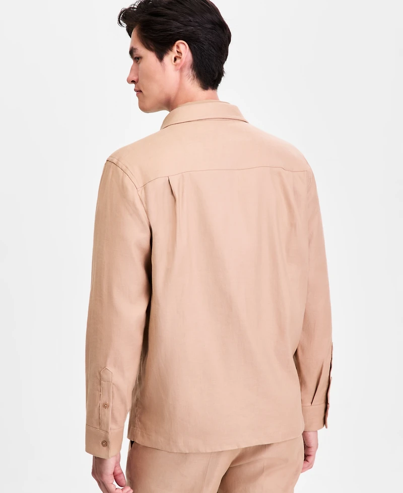 Alfani Men's Long-Sleeve Linen- Blend Tech Shirt Jacket, Macy's Exclusive