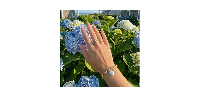 Bowood Lane Non-Tarnishing 3mm Gold Filled Beads With Mini Pearl and Glass Seashell Charm Bracelet