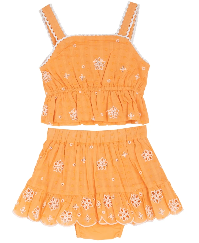 Rare Editions Baby Girls' Sleeveless Eyelet Dress and Skort, 2-Piece Set