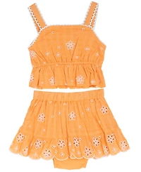 Rare Editions Baby Girls' Sleeveless Eyelet Dress and Skort, 2-Piece Set