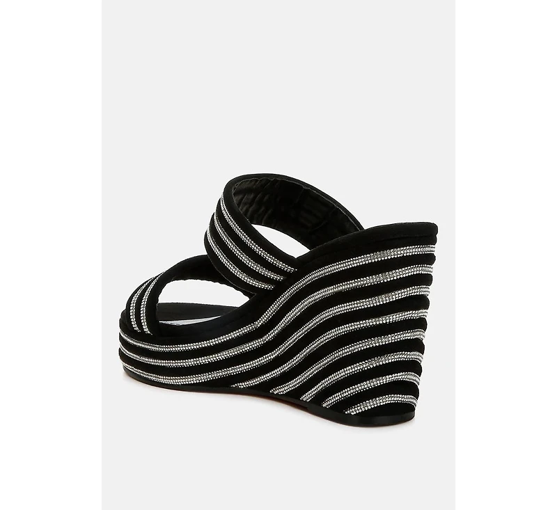 Danker Rhinestones Embellished Wedge Sandals