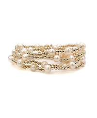 Non-Tarnishing Gold filled, 3mm Ball and Freshwater Pearl Stretch Bracelet