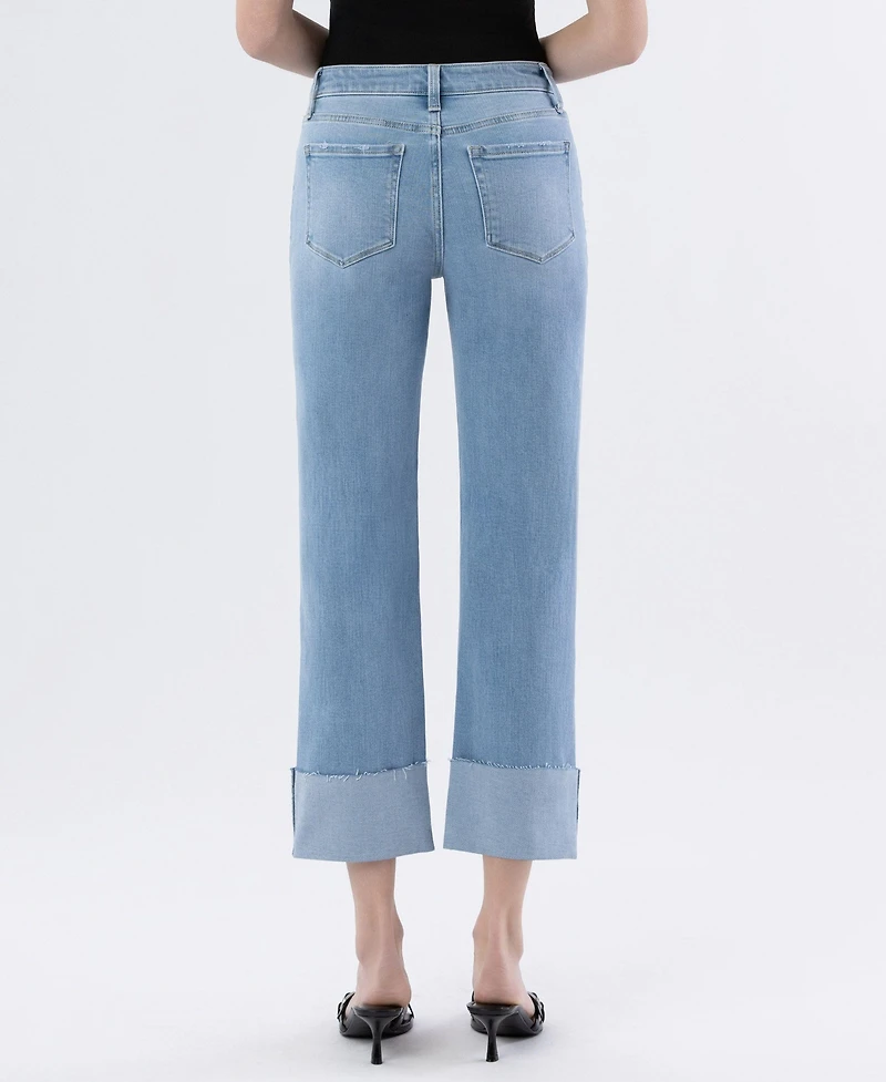 Vervet Women's High Rise Cuffed Straight Jeans