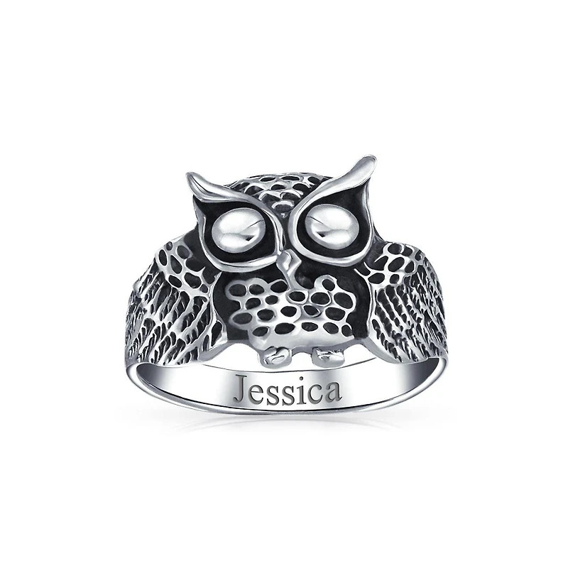 Bling Jewelry Silver Ring: Wise Bird Night Owl Band Oxidized Sterling Sterling