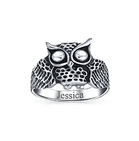 Bling Jewelry Silver Ring: Wise Bird Night Owl Band Oxidized Sterling Sterling