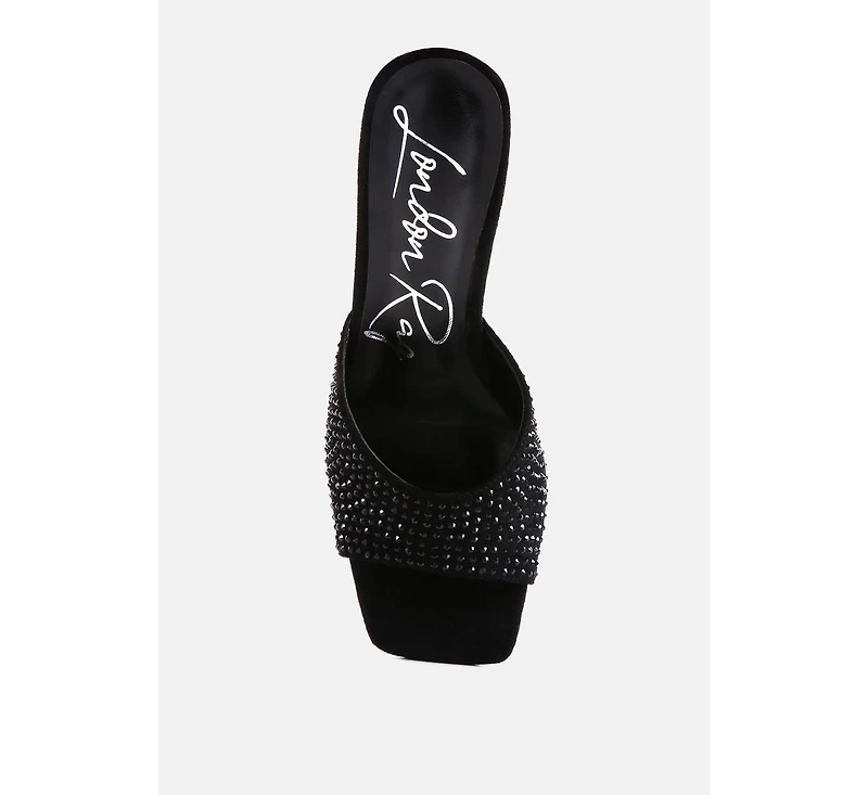 imprint heat set diamante slip on sandals