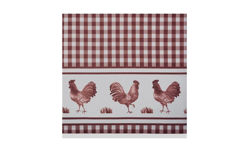 Kate Aurora Country Farmhouse Barnyard Plaid Rooster Kitchen Curtain Tier & Valance Set