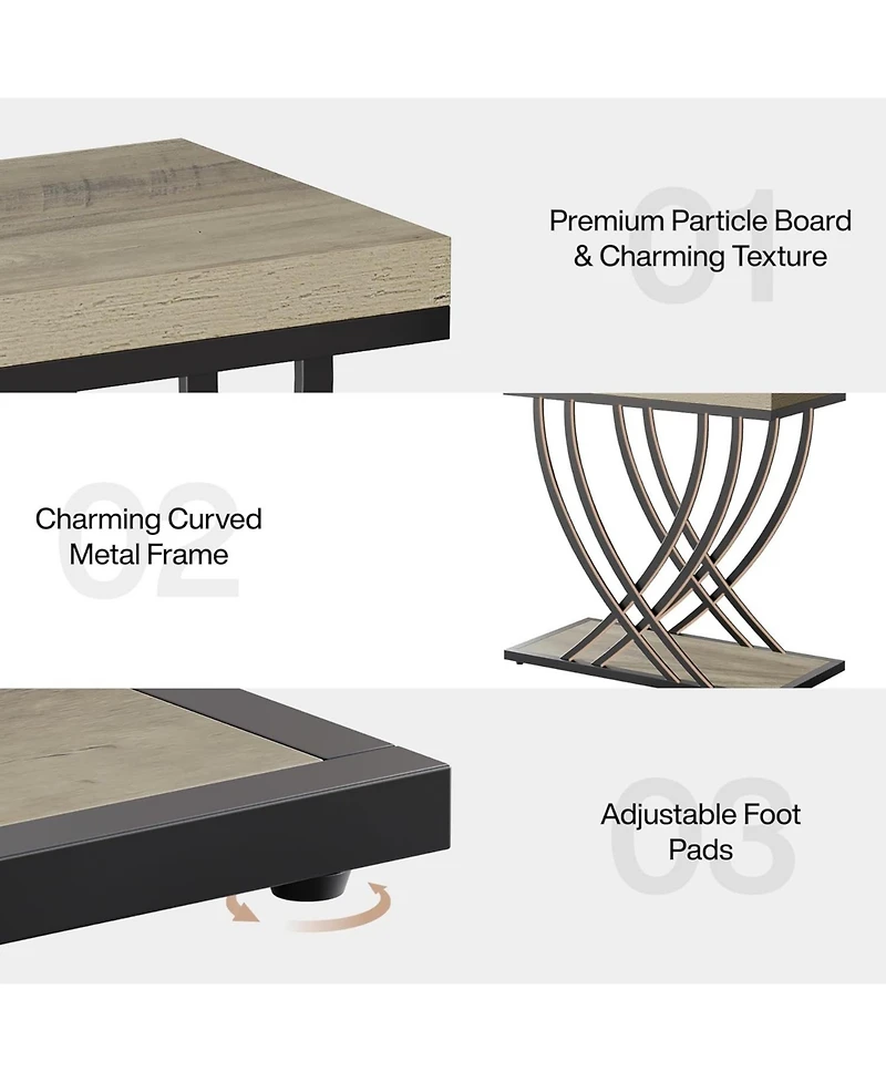 Tribesigns Side Table Set of 2, 2-Tier Narrow End Table for Living Room, Industrial Nightstand with Metal Frame, Small Bedside Tables