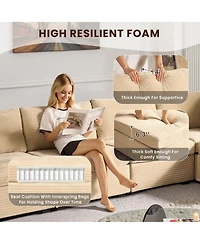 Xizzi Modular Sectional Sofa Armrest Seat Module, 32.7" for Diy Combination L U V Shaped, Plush Corduroy Loveseat Chair Living R