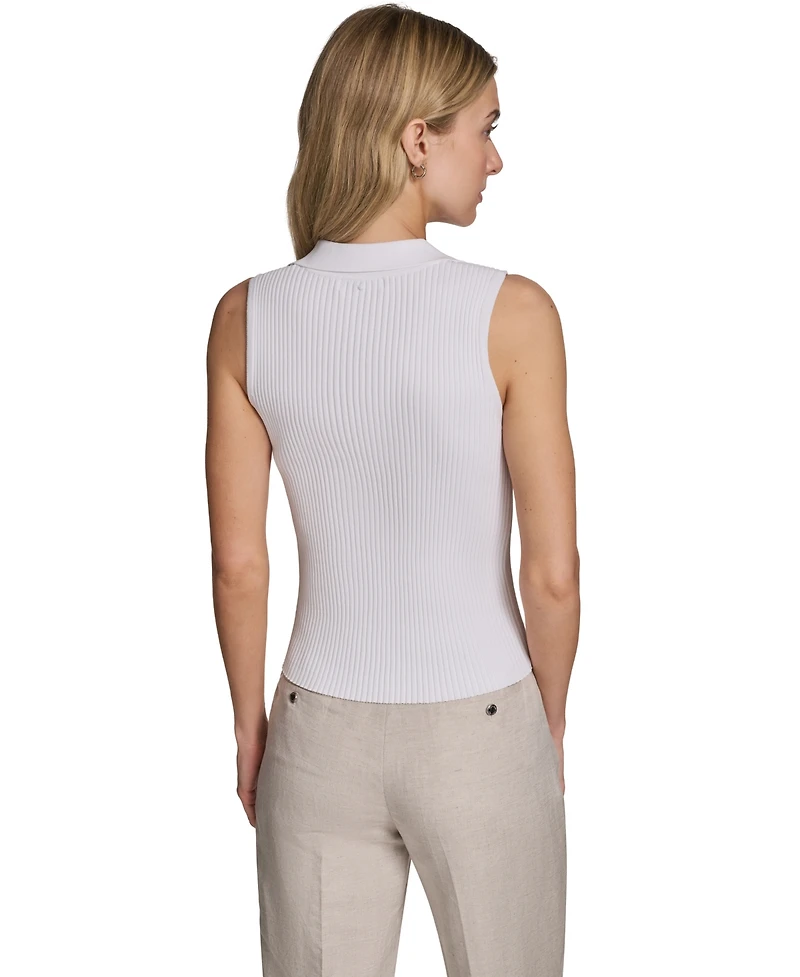 Calvin Klein Women's Sleeveless Button-Front Collared Sweater
