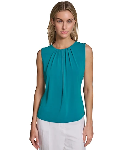 Calvin Klein Women's Sleeveless Pleated Neck Camisole Top