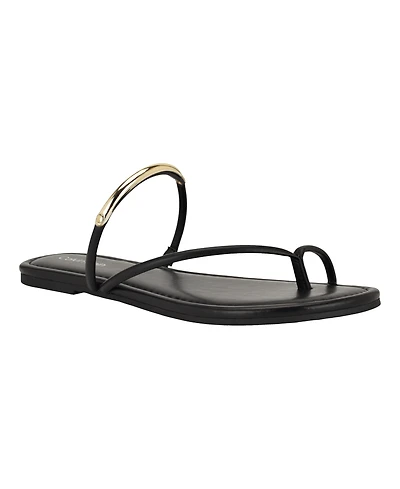 Calvin Klein Women's Bienna Strappy Ornamented Flat Slip-On Sandals