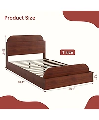 gaomon Twin Xl Bed Frame with Storage Headboard and Raised Footboard Low Platform Wood Slats No Box Spring Espresso