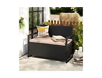 Slickblue Patio Wicker Loveseat with Hidden Storage Bench for Outdoors