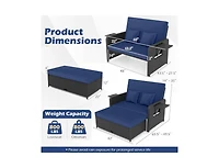 Slickblue Outdoor Wicker Daybed with Adjustable Backrest and Storage Ottoman