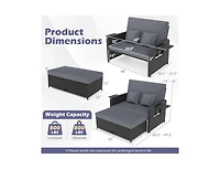 Slickblue Outdoor Wicker Daybed with Adjustable Backrest and Storage Ottoman