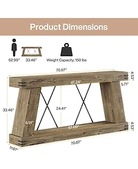 Tribesigns Farmhouse Console Table, Long Sofa Table Behind Couch with Storage, Rustic Entryway Furniture for Hallway