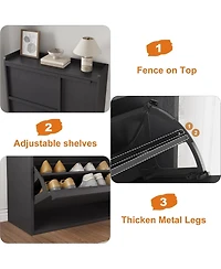 gaomon Cabinet with 3 Flip Drawers and Side Door Hidden Shoe Organizer with Adjustable Shelves Freestanding Wooden Shoe Cabinet.