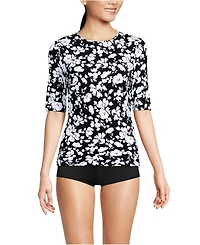 Lands' End Women's Petite SunShade Upf 50 Elbow Sleeve Rash Guard Swim Tee