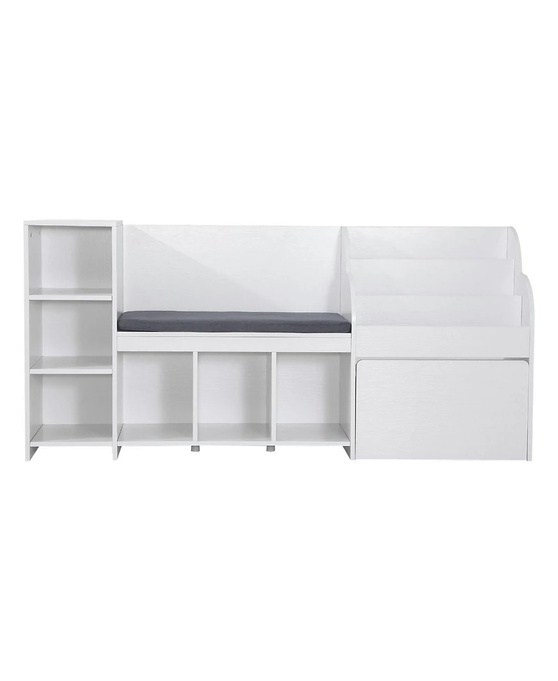 Slickblue Wooden Kids Storage Bench with Bookshelf and Toy Box