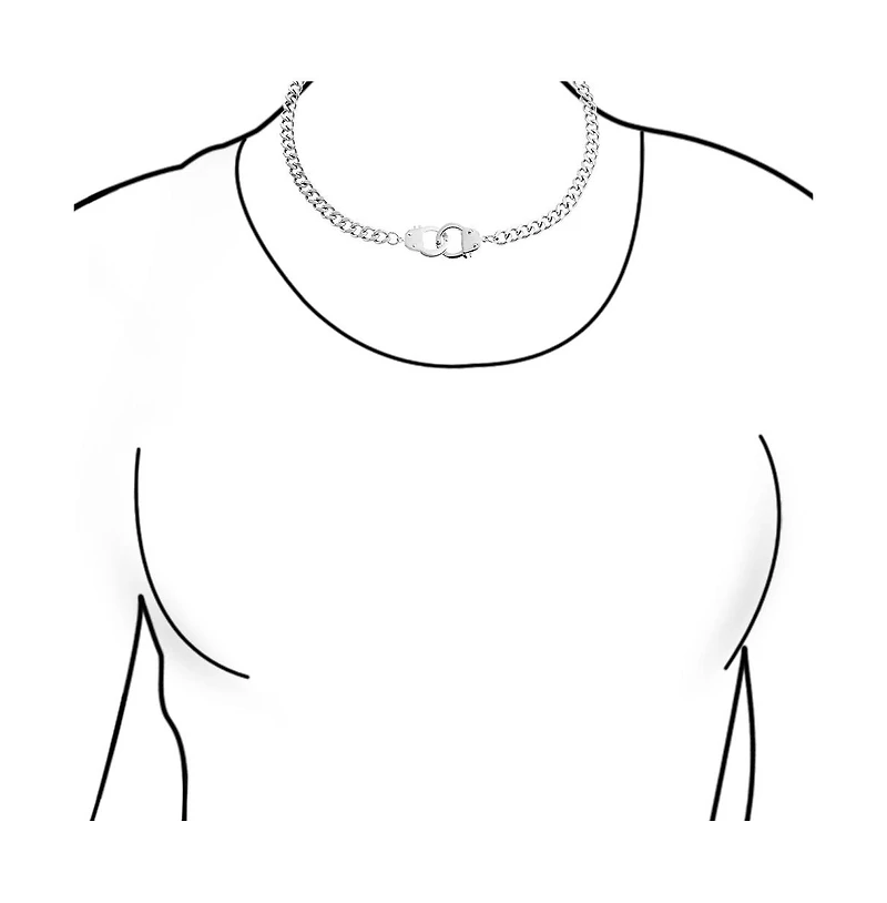 Bling Jewelry Punk Rocker Biker Jewelry Chain Statement Handcuff Necklace Stainless Steel 20 Inch