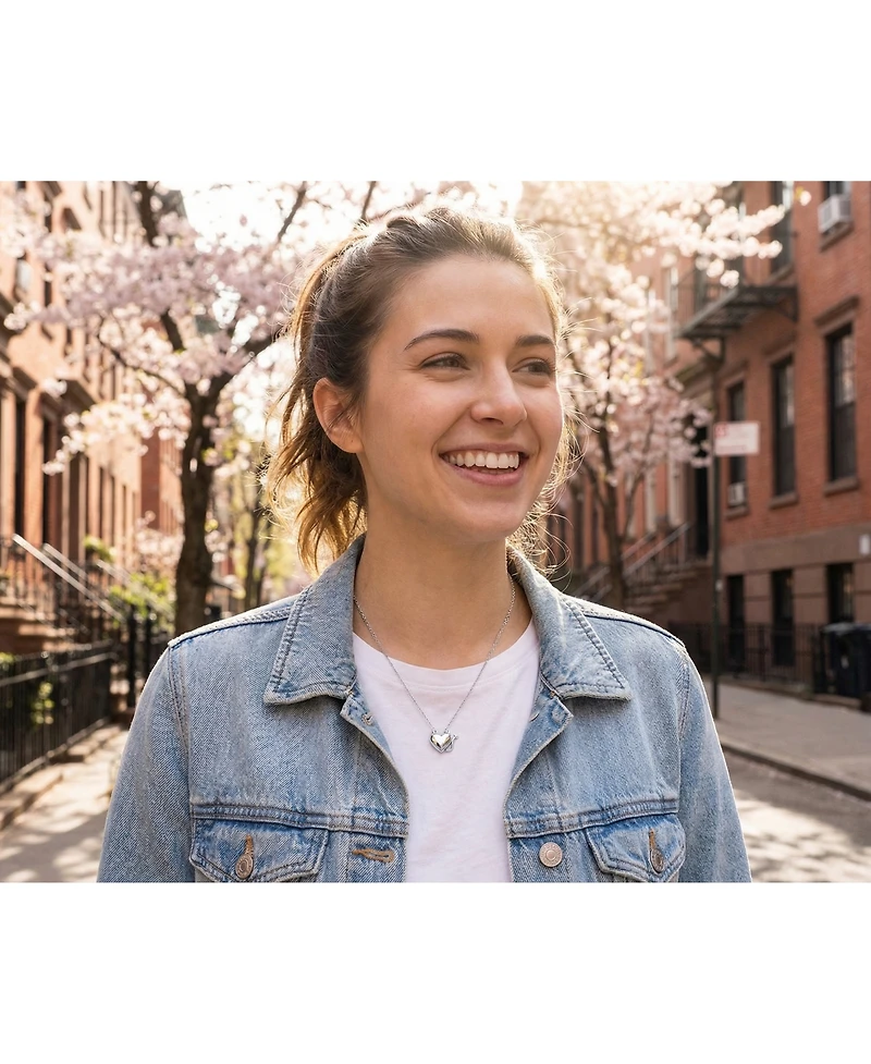 Bling Jewelry Whimsical Devil Horns Heart Shape Pendant Necklace .925 Sterling Silver