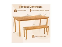 Slickblue Outdoor 3-Piece Dining Set with Acacia Wood Table & Benches