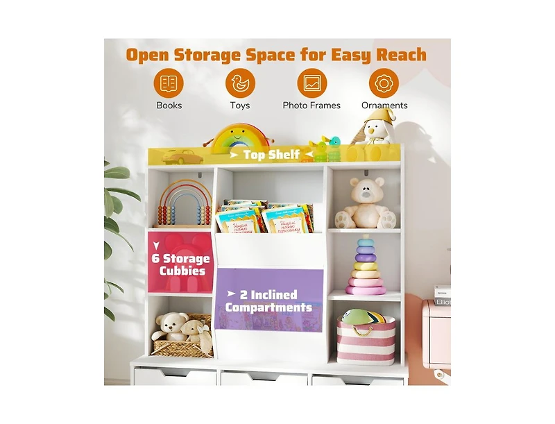 Slickblue 47 Kids Bookcase and Toy Storage Organizer Cabinet