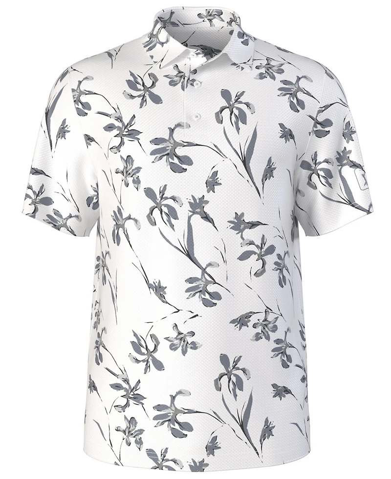 Pga Tour Men's Energized Floral Print Golf Polo Shirt