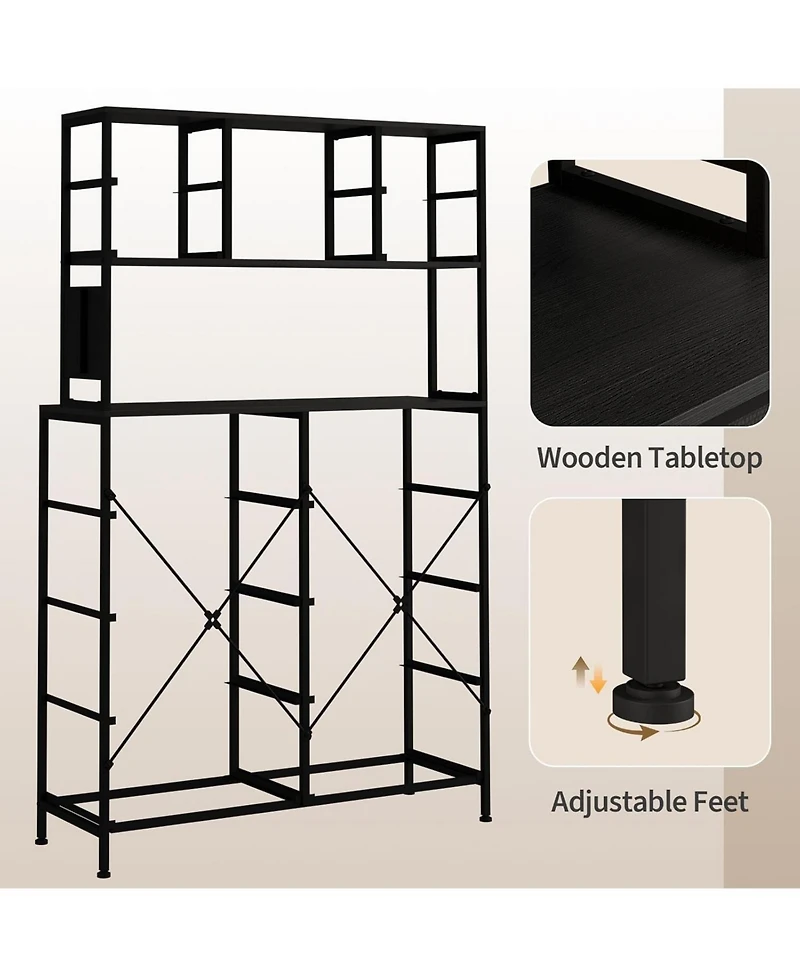 gaomon 12-Drawer Dresser with Power Outlet & Open Shelves - Led Light Wood Top Metal Frame Fabric Dresser for Bedroom