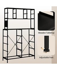 gaomon 12-Drawer Dresser with Power Outlet & Open Shelves - Led Light Wood Top Metal Frame Fabric Dresser for Bedroom