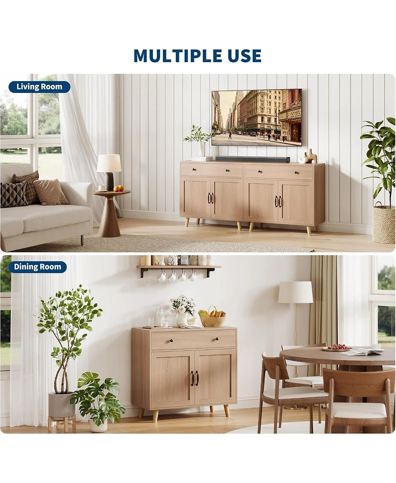 gaomon Buffet Cabinet Sideboard with 2 Drawer & 4 Doors, Accent Cabinet with Storage, Console Coffee Bar Table