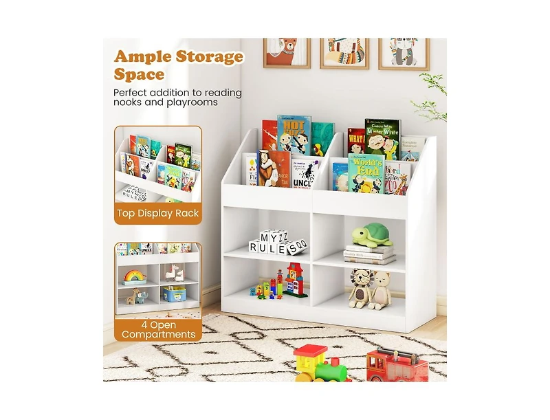 Slickblue Kids 3-Tier Bookshelf with Display Rack and Toy Storage