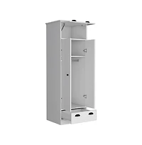 flynama Dumas Armoire Bedroom Storage Organizer with Double Doors Hanging Rod and Two Drawers