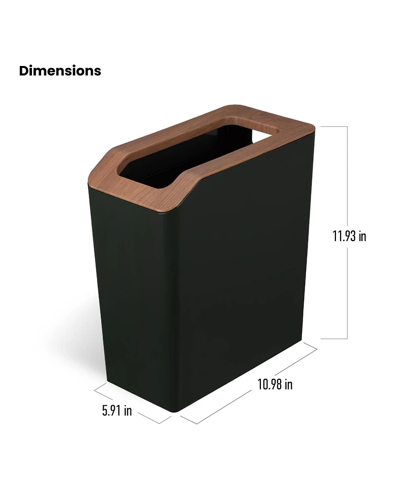 Home Zone Living 2-Pack 2 Gallon Slim Rectangular Trash Cans with Open Top Lids