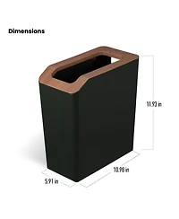 Home Zone Living 2-Pack 2 Gallon Slim Rectangular Trash Cans with Open Top Lids
