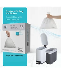 Home Zone Living 1.3 Gallon Slim Stainless Steel Trash Can with Reeded Pattern, Soft Close Lid and Removable Liner