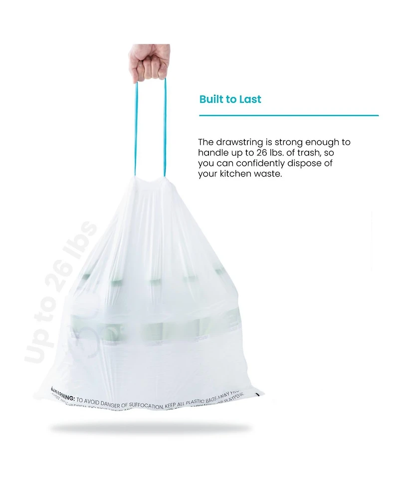 Home Zone Living Code 30R Drawstring Kitchen Trash Bags Custom Fit for 8 Gallon Recycling Bins, 30-Count